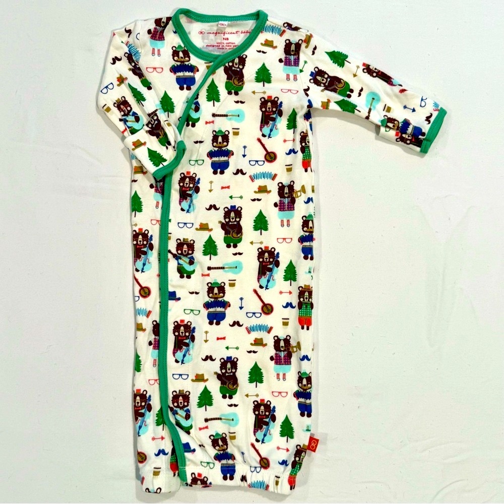 Magnificent Baby Infant Gown Boys Newborn NB Girls Bear Country Magnetic Cotton